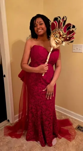 burgundy mermaid prom dress