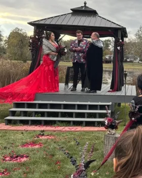 red wedding dress