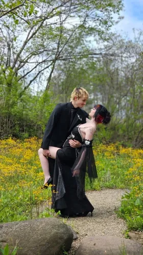 custom Gothic black prom dress