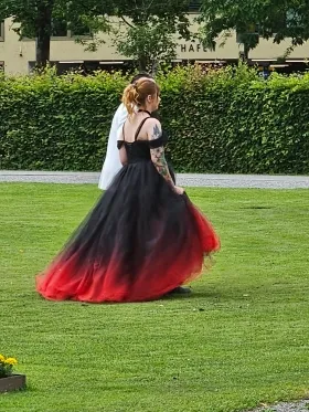 black and red ombre wedding dress