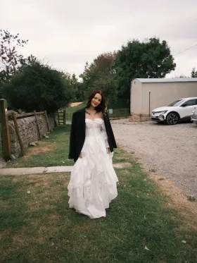 ruffled custom wedding dress