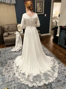 satin and lace wedding dress