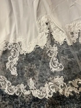 satin wedding dress with lace details