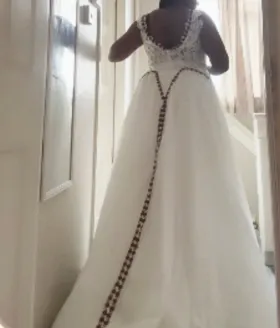 the dress looks stunning